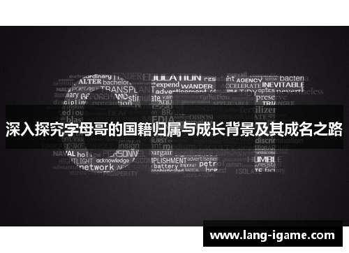 深入探究字母哥的国籍归属与成长背景及其成名之路